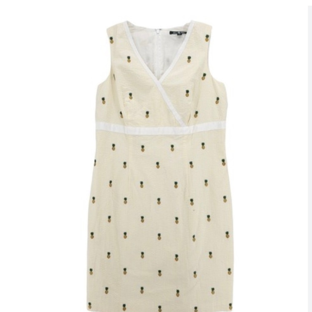 Brooks Brothers Yellow Seersucker Pineapple Shift Dress